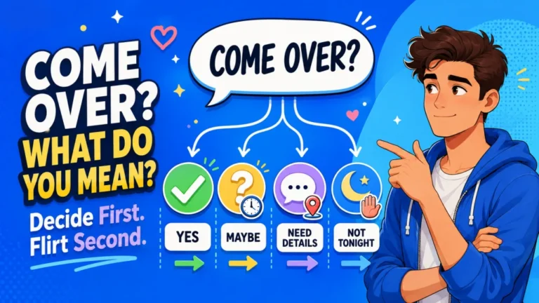 Come over? Flirty responses for yes, maybe, more details, or not tonight