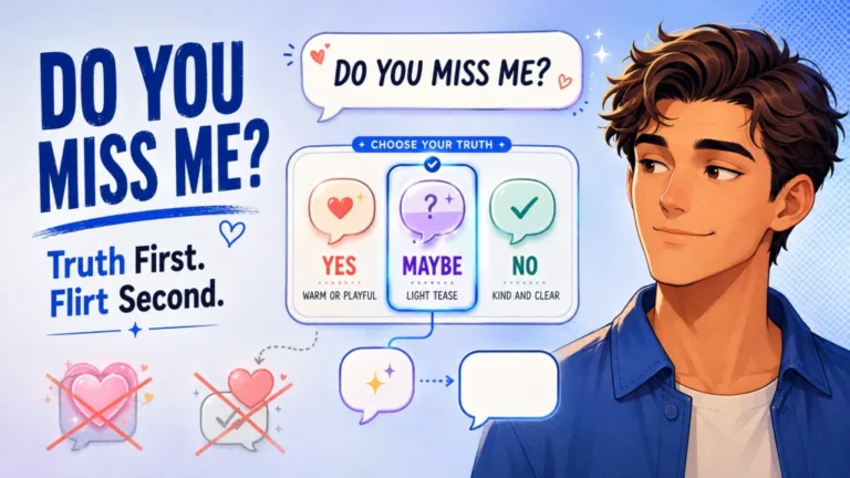Flirty responses to “do you miss me”: honest yes, playful maybe, and no fake longing