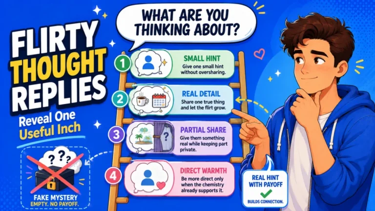 What are you thinking about? Flirty replies from honest to playfully mysterious